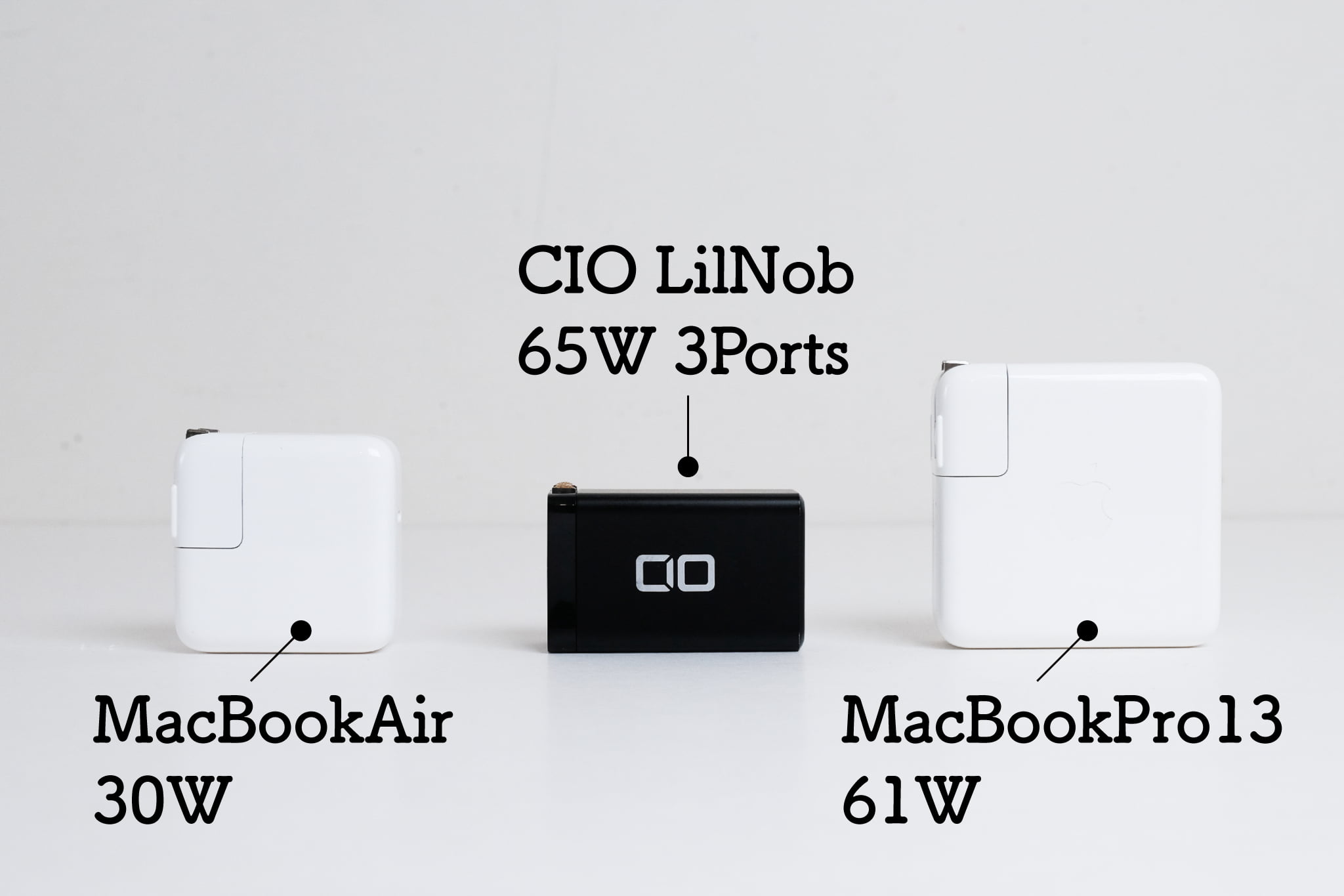 CIO LilNob 65W 3ポート の3つの特徴｜1. 小さいのに最大65W出力。しかも3ポート！