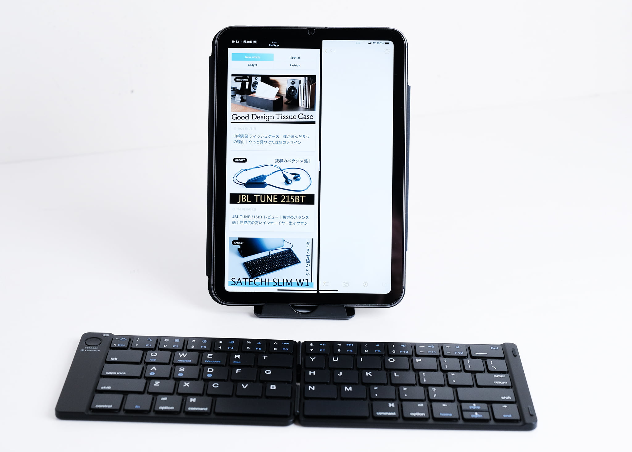 iPad mini6だから楽しい10のこと｜6.キーボード + トラックパッドで何処でもミニPC化｜②折りたたキーボード「Ewin　Bluetoothキーボード 折りたたみ式」を使ったセットアップ